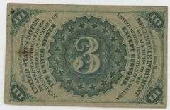 Choice scarce 3rd Issue 3 Cent Fractional Currency Note (Fr-12270