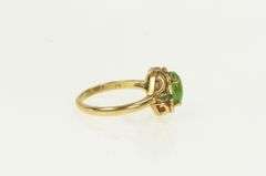10K Yellow Gold Nephrite Green Enamel Vintage Statement Ring
