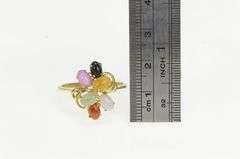 14K Yellow Gold Retro Syn. Star Sapphire Jade Cluster Ring