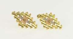 18K Yellow Gold Vintage Squared Bar Cluster Vintage Stud Earrings