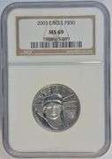 Virtually flawless 2003 $50 pure Platinum Eagle. NGC MS69