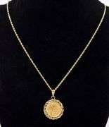Marvelous 1/10 Oz 1987 Walking Liberty Gold Coin Pendant Necklace In 14K Yellow Gold
