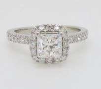 Stunning Princess Cut Halo Diamond Engagement Ring