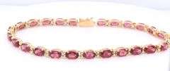 Pleasing Yellow Gold Oval Tourmaline Tennis Bracelet