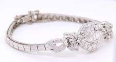 Remarkable White Gold Ar Deco Round Brilliant Cut and Single Cut Vintage Diamond Bracelet