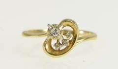 14K Yellow Gold Retro Diamond Vintage Promise Engagement Ring