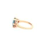 10K Yellow Gold Vintage Oval Blue Topaz Diamond Accent Ring
