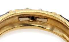 Hidalgo 0.05ctw Diamond Blue X Enamel Band Ring in 18K