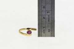 14K Yellow Gold Oval Natural Ruby Vintage Solitaire Bypass Ring