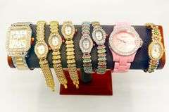 INCREDIBLE GROUP LOT OF LADIES GEMSTONE WATCHES- 8x BRAND NEW WATCHES