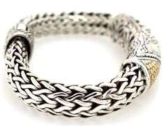 John Hardy Dot Wheat Two Tone Bangle Bracelet in 18K and Sterling