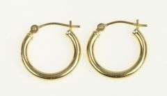 14K Yellow Gold 14.9mm Round Vintage Simple Classic Hoop Earrings