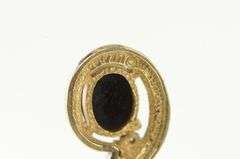 14K Yellow Gold Black Onyx Diamond Vintage Swirl Classic Pendant
