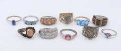 925 Sterling Silver Mixed Gemstone Ring Lot