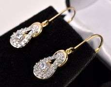 Vermeil CZ Dangle Earrings In Sterling Silver