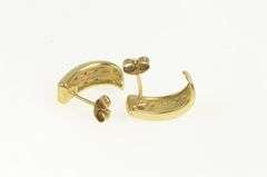 10K Yellow Gold Squared Diamond Curved Semi Hoop Statement Earrings