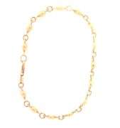14K Yellow Gold Puffy Heart Forget Me Not Love Chain Bracelet