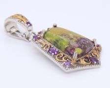 925 Sterling Silver Jasper and Amethyst Pendant