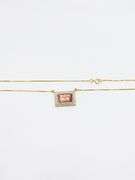 14KT SOLID YELLOW GOLD, PINK TOURMALINE, & DIAMOND PENDANT NECKLACE