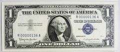 Superb Crisp 1957B $1 Silver Certificate Scarce Three Digit Serial Number 00000136!