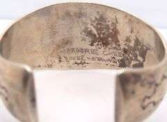 Vintage American Indian Sterling Silver Signed Turquoise Cuff Bangle