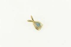 14K Yellow Gold Pear Natural Sapphire Vintage Classic Pendant