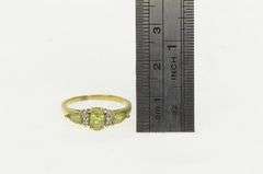 10K Yellow Gold Oval Peridot Diamond Vintage Statement Ring