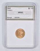 MS63 1861 $2.50 Liberty Head Gold Quarter Eagle NGS