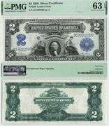 $2 1899 Silver Certificate, Fr.250, Mini-Porthole Mech & Ag PMG Ch Unc 63EPQ