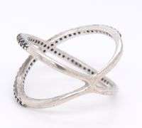 925 Sterling Silver Blue Sapphire Pave Ring