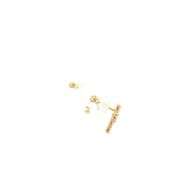 14K Yellow Gold Green & White CZ Cross Christian Faith Stud Earrings
