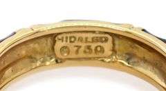 Hidalgo 0.05ctw Diamond Blue X Enamel Band Ring in 18K