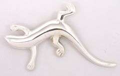 Large Lizard Pin In Sterling Silver