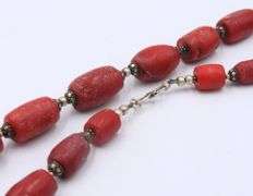 925 Sterling Silver Coral Beads Necklace