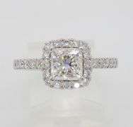 Stunning Princess Cut Halo Diamond Engagement Ring