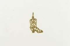 14K Yellow Gold Filigree Cowboy Boot Western Motif Charm/Pendant