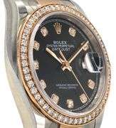 Rolex Datejust Two-Tone 126281, 36mm, Black Diamond Dial, 18K Rose Gold & Steel W/ Box