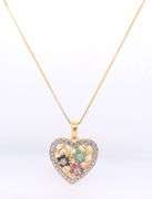 925 Sterling Silver Ruby, Sapphire and Emerald Heart Shaped Pendant on Italian Box Chain Necklace