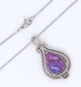 925 Sterling Silver Mojave Purple Turquoise Pendant on Chain Necklace