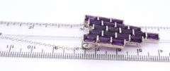 Vintage 925 Sterling Silver Emerald Cut Amethyst Pendant on Chain