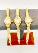 GROUP OF 3x MATCHING 18KT YELLOW GOLD PLATED & GEMSTONE WATCHES- BRAND NEW