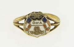 10K Yellow Gold Art Deco Daughters of America Enamel Catholic Ring