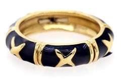 Hidalgo 0.05ctw Diamond Blue X Enamel Band Ring in 18K