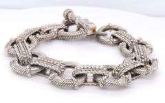 Judith Ripka 925 Sterling Silver Round Link Bracelet