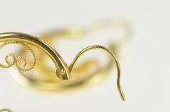 14K Yellow Gold Ornate Scroll Filigree 16.4mm Vintage Hoop Earrings