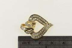 14K Yellow Gold Diamond Encrusted Classic Curvy Heart Pendant