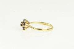 14K Yellow Gold Round Sapphire Flower Cluster Statement Ring