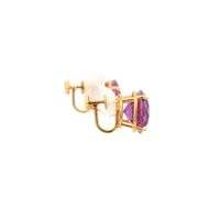 14K Yellow Gold Round Syn. Alexandrite Vintage Screw Back Earrings