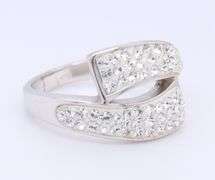 925 Sterling Silver Bypass Crystal Ring