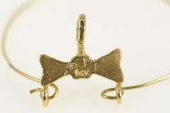 14K Yellow Gold Bow Ribbon Charm Holder Loop Pendant